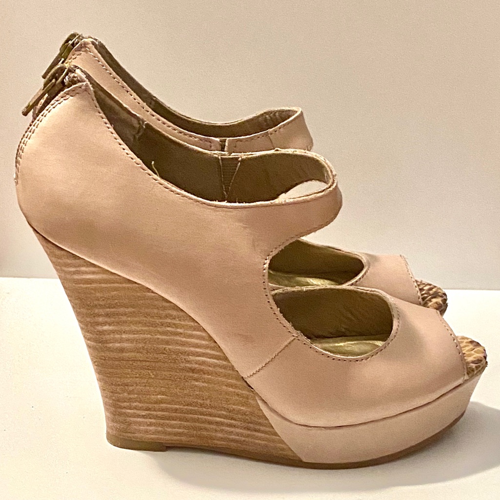 Seychelles Wedge Peep Toe Shoe Beige